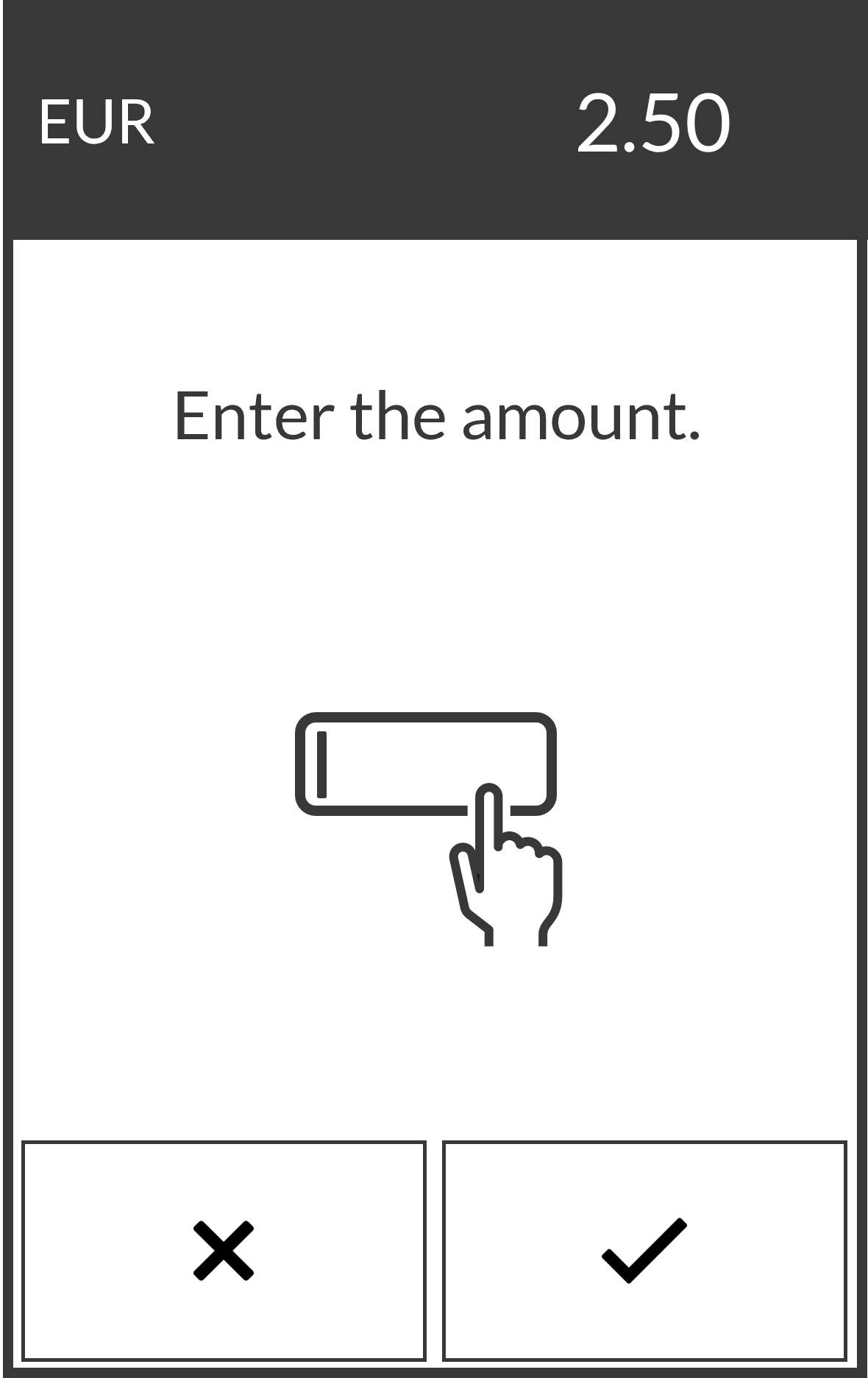 Betragseingabebildschirm am Zahlungsterminal