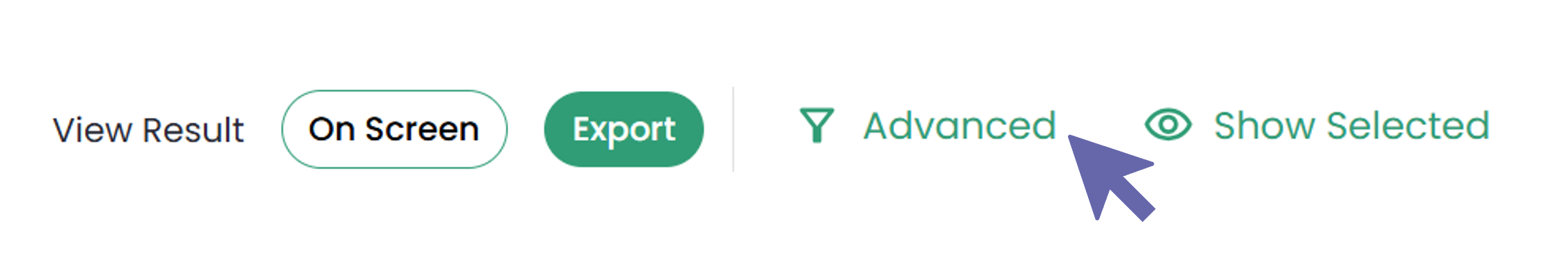 Bildschirmfoto des Portal : Der Benutzer wählt die Schaltfläche "Erweitert" unterhalb des Suchformulars.